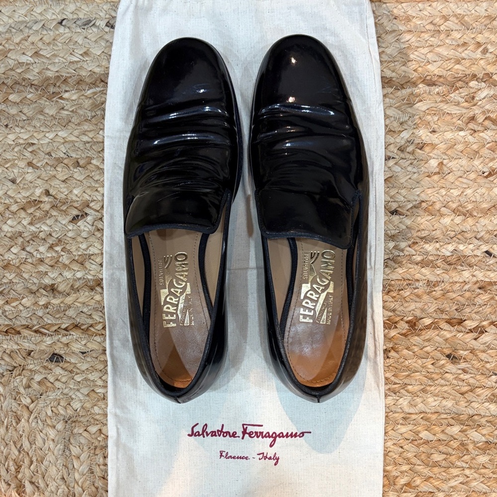 Salvatore Ferragamo Glossy Black Loafers